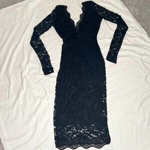 Lulu's Women's Lace and Lined Midi Dress in Black - US